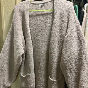 FASHION NOVA Nude, Tan Cozy Fleece Cardigan with leggings. WOMANS Size Small.